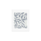 Japandi Calm Neutral Blue Grey Leaf Pattern Art Print Gallery Image 1