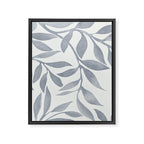 Japandi Calm Neutral Blue Grey Leaf Pattern Framed Canvas Print Gallery Image 6