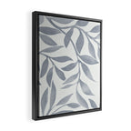 Japandi Calm Neutral Blue Grey Leaf Pattern Framed Canvas Print Gallery Image 2