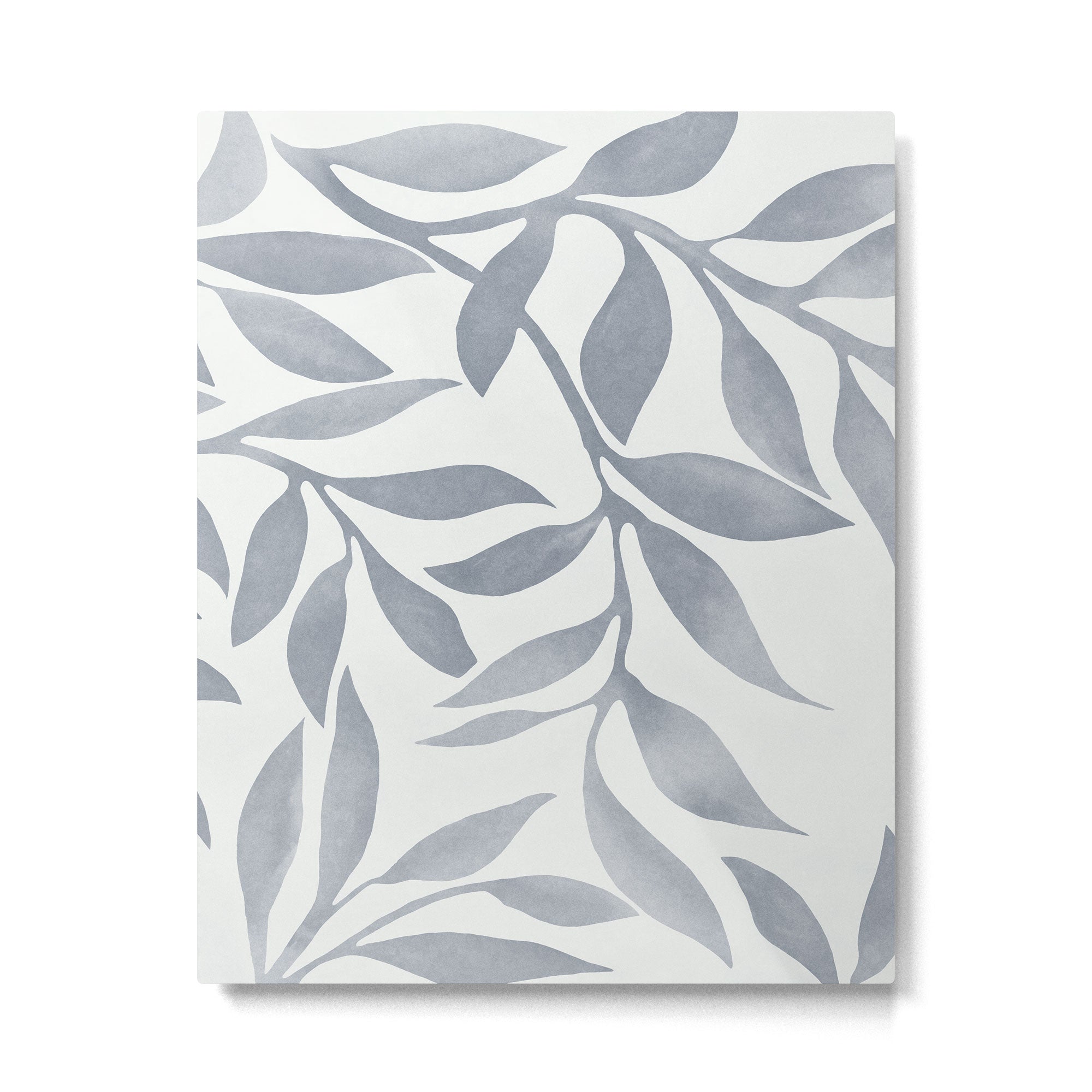 Japandi Calm Neutral Blue Grey Leaf Pattern Metal Print Gallery Image 4