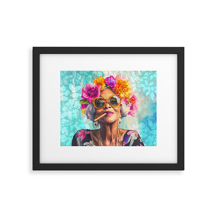 Joie De Vivre Ageless Style Flower Power Woman Portrait Framed Art Print Gallery Image 1