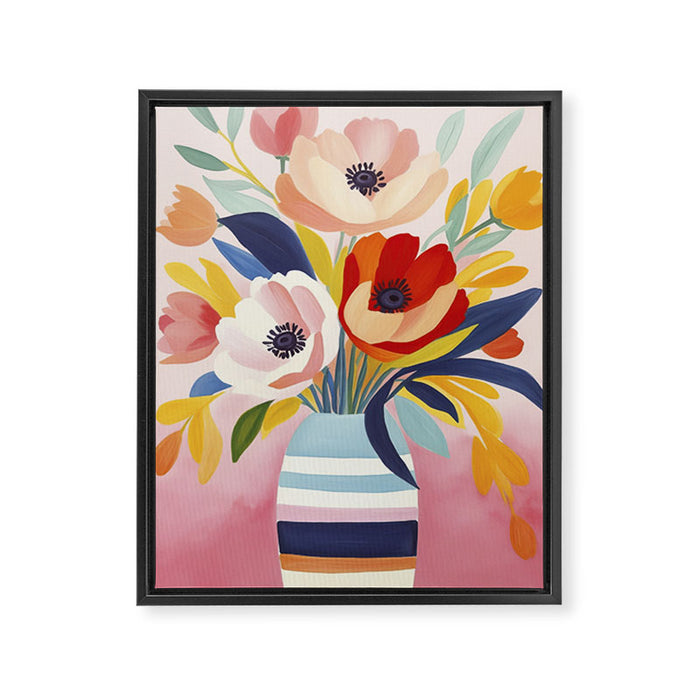 June Petals Happy Summer Bouquet Framed Canvas Print Gallery Image 1