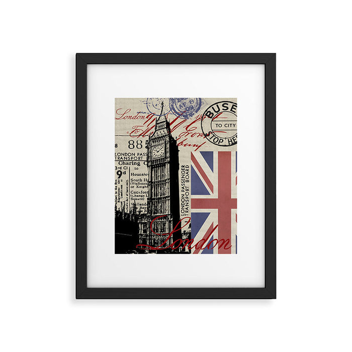 London Great Britain Big Ben Flag Collage Framed Art Print Gallery Image 1