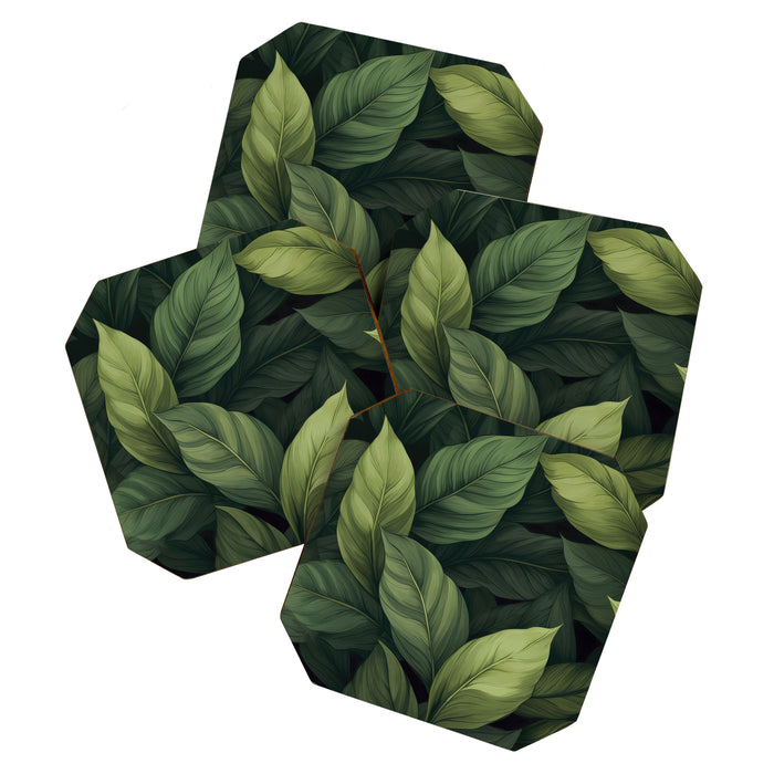 Lush Green Leaf Serenity Calm Garden Vibes Coaster Gallery Image 1