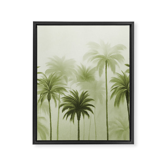 Lush Green Palm Grove Watercolor Art Framed Canvas Print Gallery Image 1