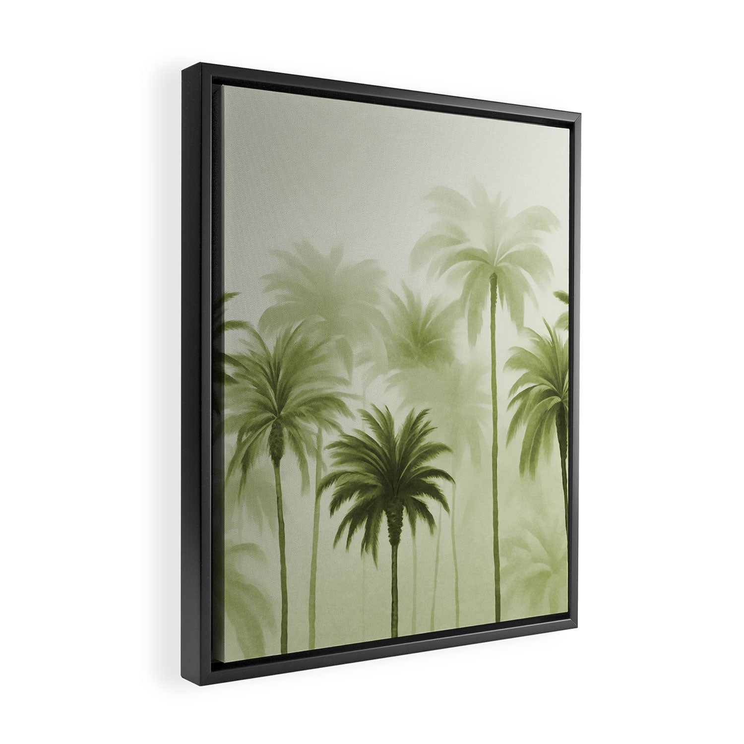 Lush Green Palm Grove Watercolor Art Framed Canvas Print Gallery Image 2