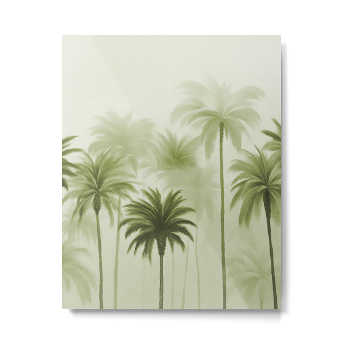 Lush Green Palm Grove Watercolor Art Metal Print Gallery Image 1