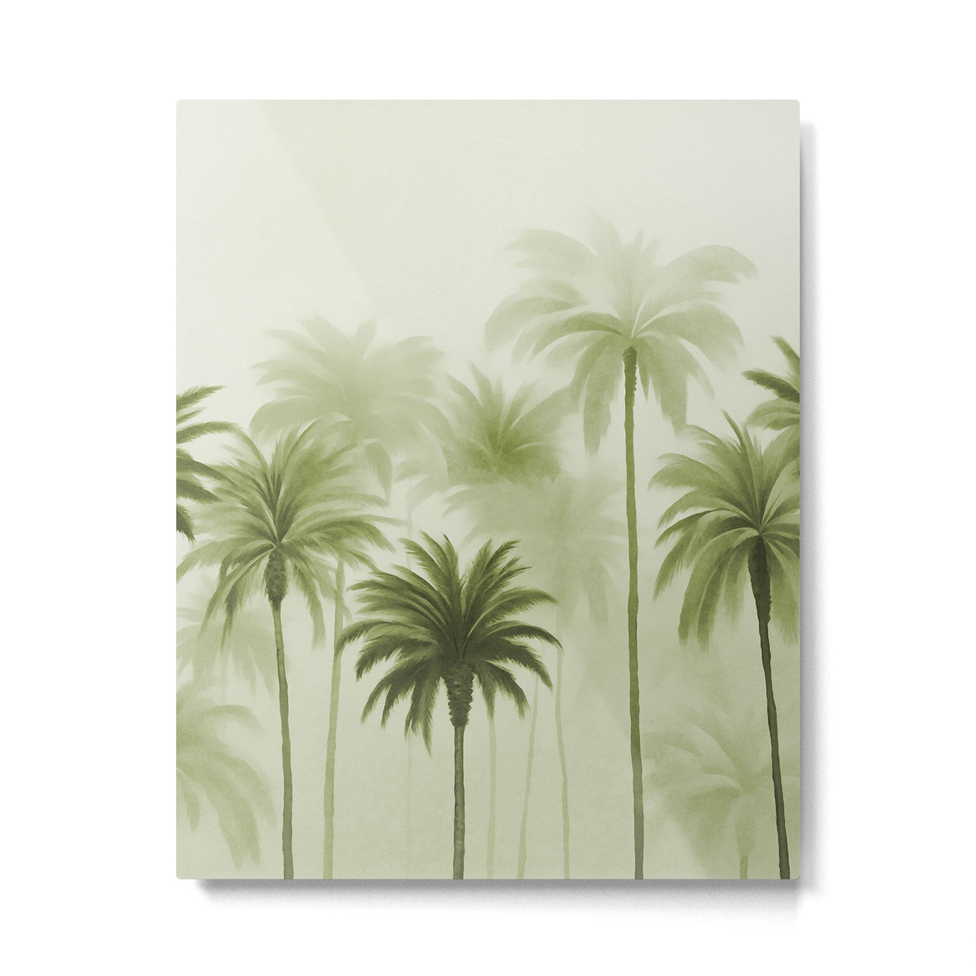 Lush Green Palm Grove Watercolor Art Metal Print Gallery Image 4