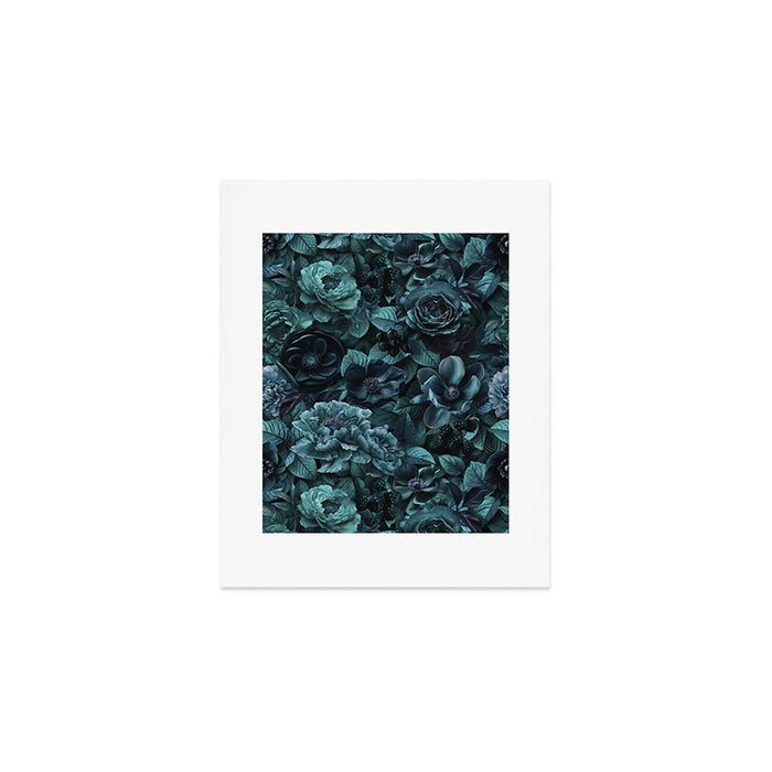 Lush Moody Flowers Baroque Teal Grandeur Art Print Gallery Image 1