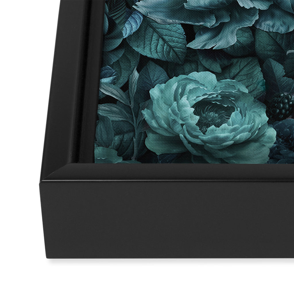 Lush Moody Flowers Baroque Teal Grandeur Framed Canvas Print Gallery Image 3