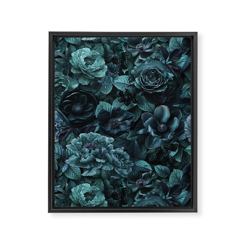 Lush Moody Flowers Baroque Teal Grandeur Framed Canvas Print Gallery Image 8