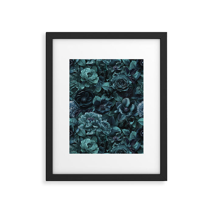 Lush Moody Flowers Baroque Teal Grandeur Framed Art Print Gallery Image 1