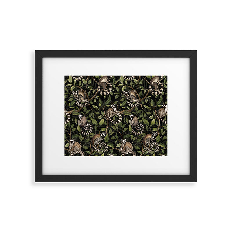 Lush Tropical Lemur Monkey Paradise Black Framed Art Print Gallery Image 5