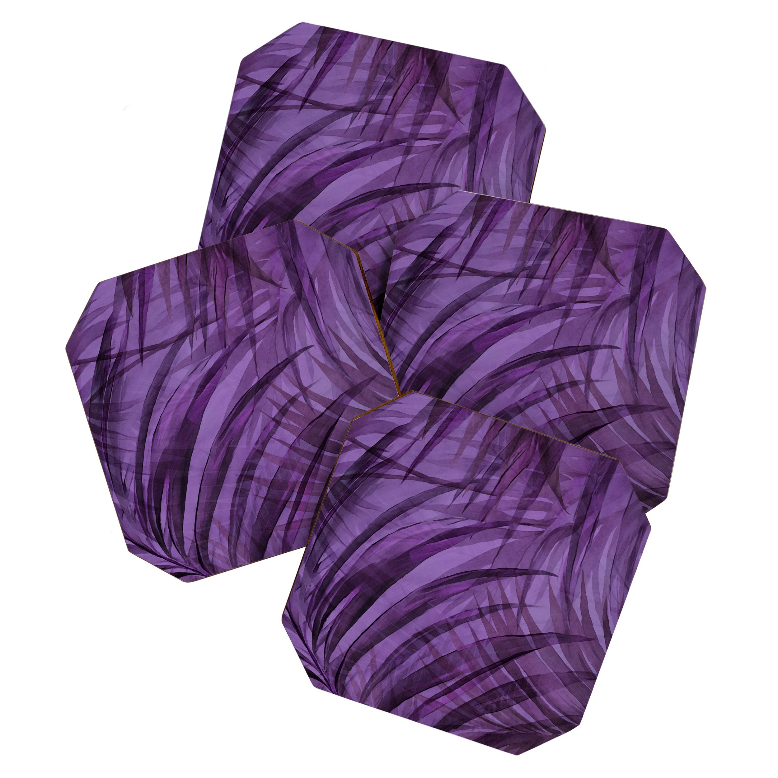 Lush Tropical Midnight Garden Purple Palm Grove  Coaster Gallery Image 1