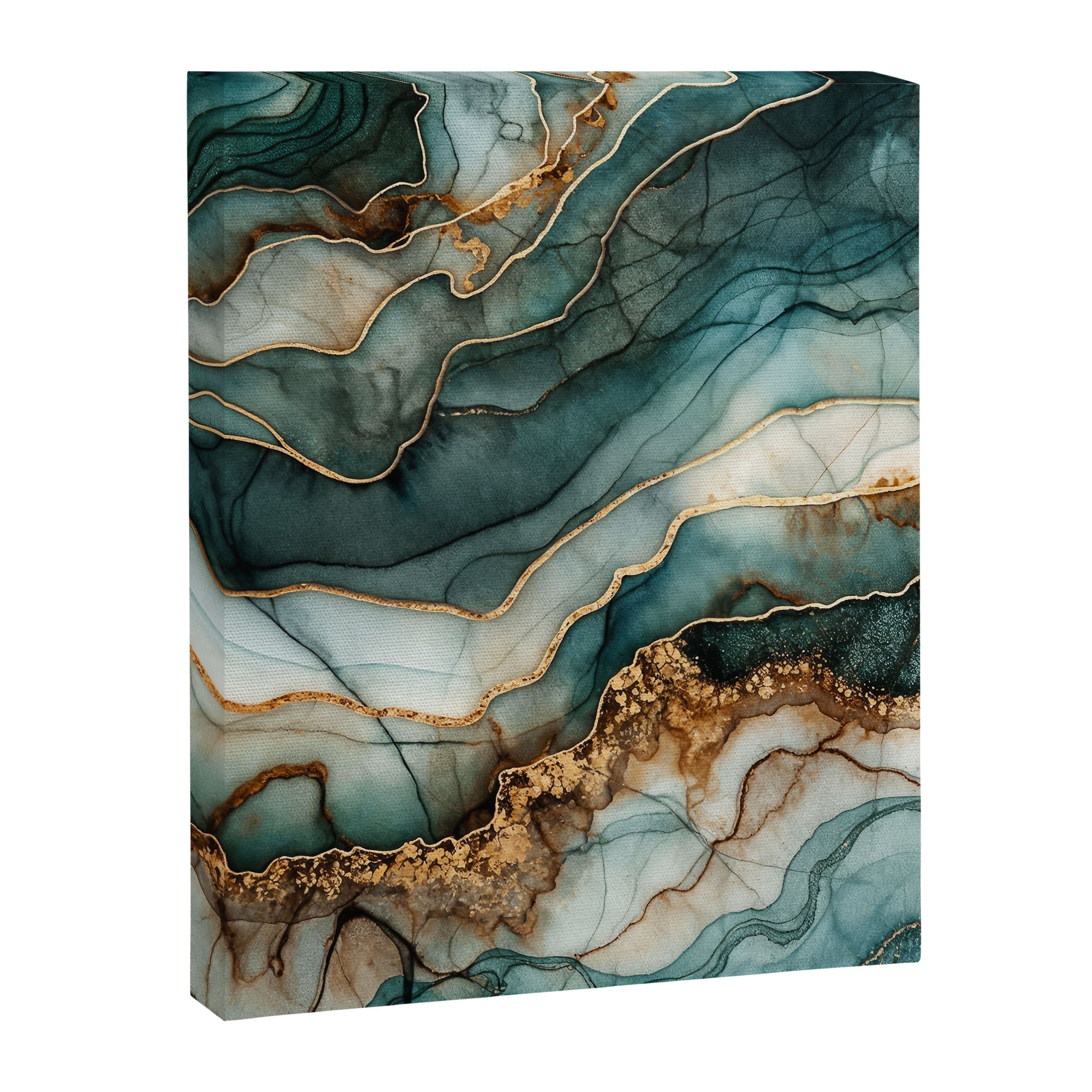 Magnific Marble Elegant And Luxury Teal Gold Gemstone Canvas Print Gallery Image 6
