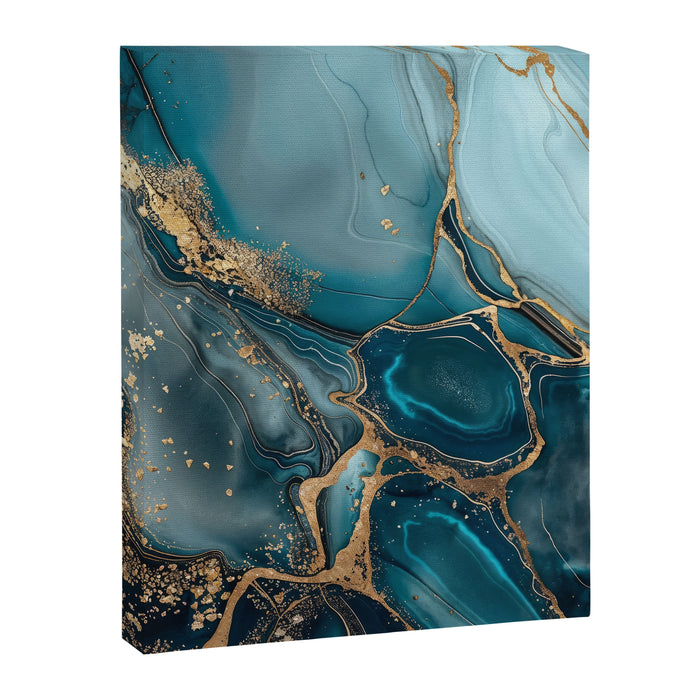 Magnific Marble Glam Teal Gold Luxury Canvas Print Gallery Image 1