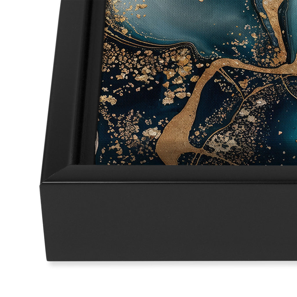 Magnific Marble Glam Teal Gold Luxury Framed Canvas Print Gallery Image 3
