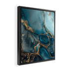 Magnific Marble Glam Teal Gold Luxury Framed Canvas Print Gallery Image 2