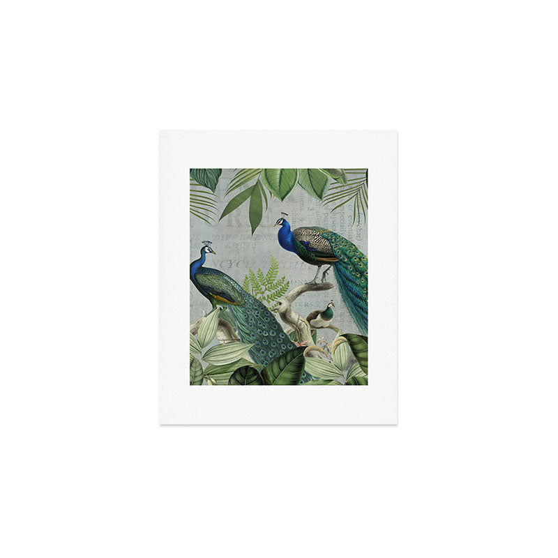 Majestic Peafowls In The Jungle With Vintage Typography Art Print Gallery Image 1