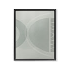 Mid Century Eclectic Calm Vibes In Pastel Grey and Green Shapes Framed Canvas Print Gallery Image 6