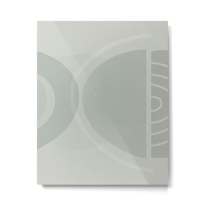 Mid Century Eclectic Calm Vibes In Pastel Grey and Green Shapes Metal Print Gallery Image 1