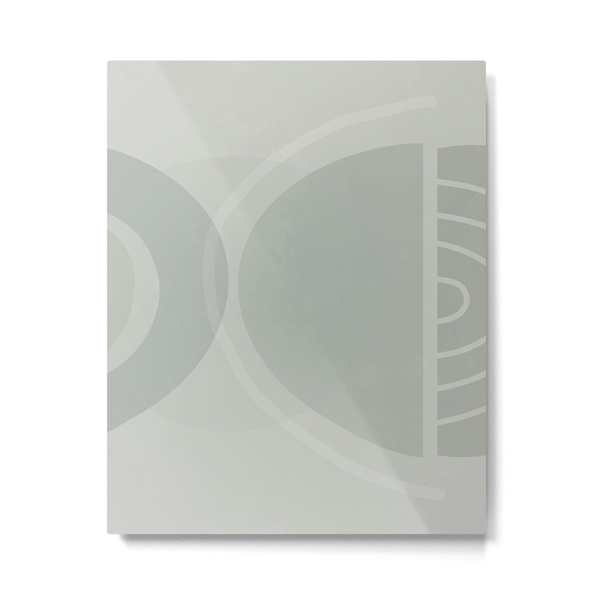 Mid Century Eclectic Calm Vibes In Pastel Grey and Green Shapes Metal Print Gallery Image 4