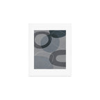Mid Century Shapes And Outline Grey Teal Art Print Gallery Image 1