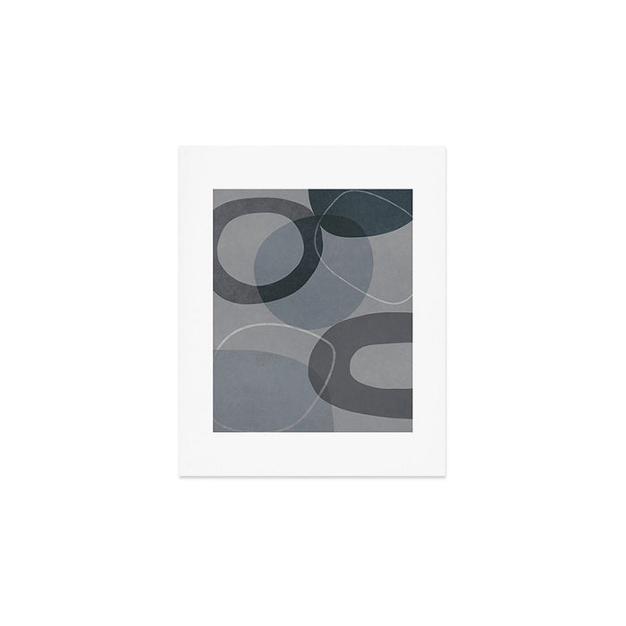 Mid Century Shapes And Outline Grey Teal Art Print Gallery Image 1