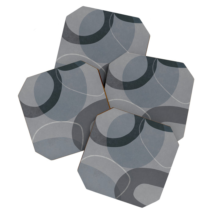 Mid Century Shapes And Outline Grey Teal Coaster Gallery Image 1