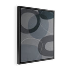 Mid Century Shapes And Outline Grey Teal Framed Canvas Print Gallery Image 2