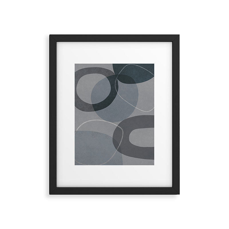 Mid Century Shapes And Outline Grey Teal Framed Art Print Gallery Image 5
