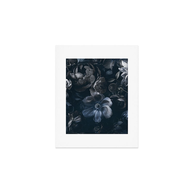 Midnight Blue Lush Moody Flowers Baroque Grandeur Art Print Gallery Image 1