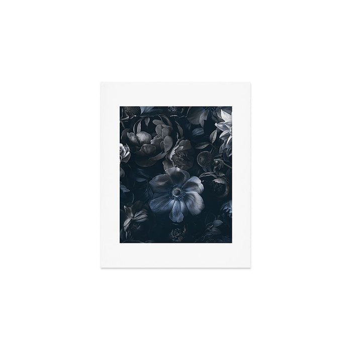 Midnight Blue Lush Moody Flowers Baroque Grandeur Art Print Gallery Image 1