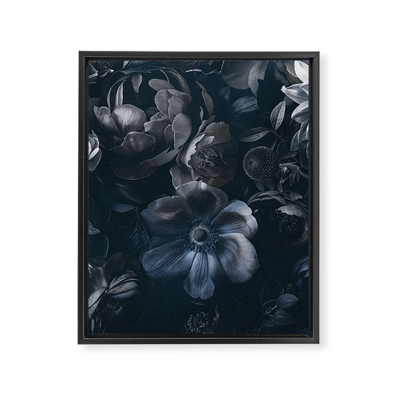 Midnight Blue Lush Moody Flowers Baroque Grandeur Framed Canvas Print Gallery Image 6