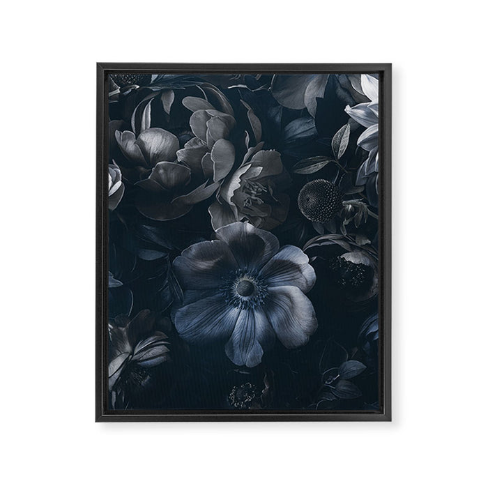 Midnight Blue Lush Moody Flowers Baroque Grandeur Framed Canvas Print Gallery Image 1