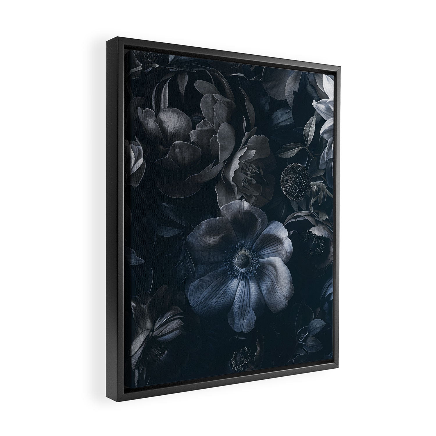Midnight Blue Lush Moody Flowers Baroque Grandeur Framed Canvas Print Gallery Image 2