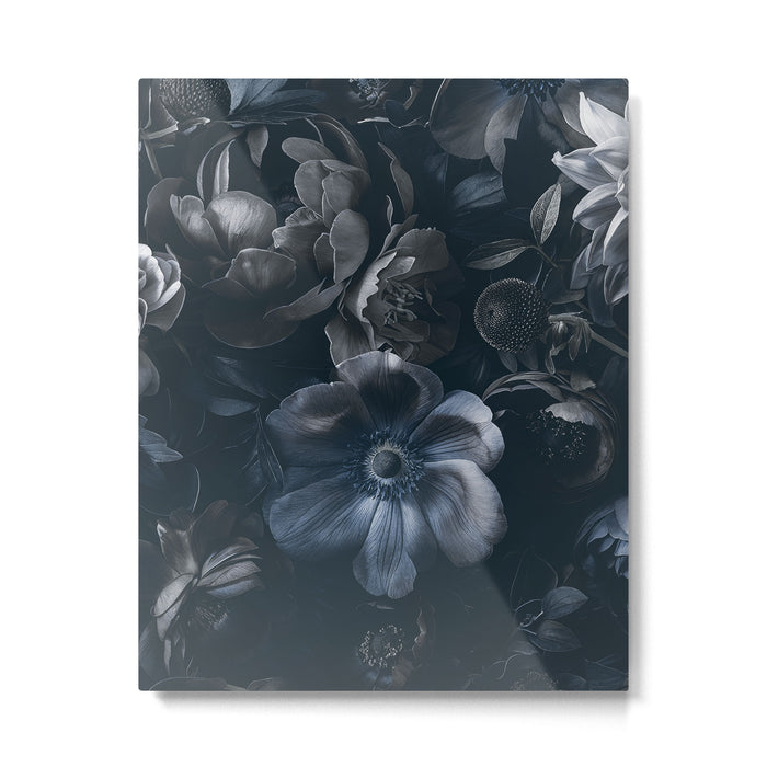 Midnight Blue Lush Moody Flowers Baroque Grandeur Metal Print Gallery Image 1