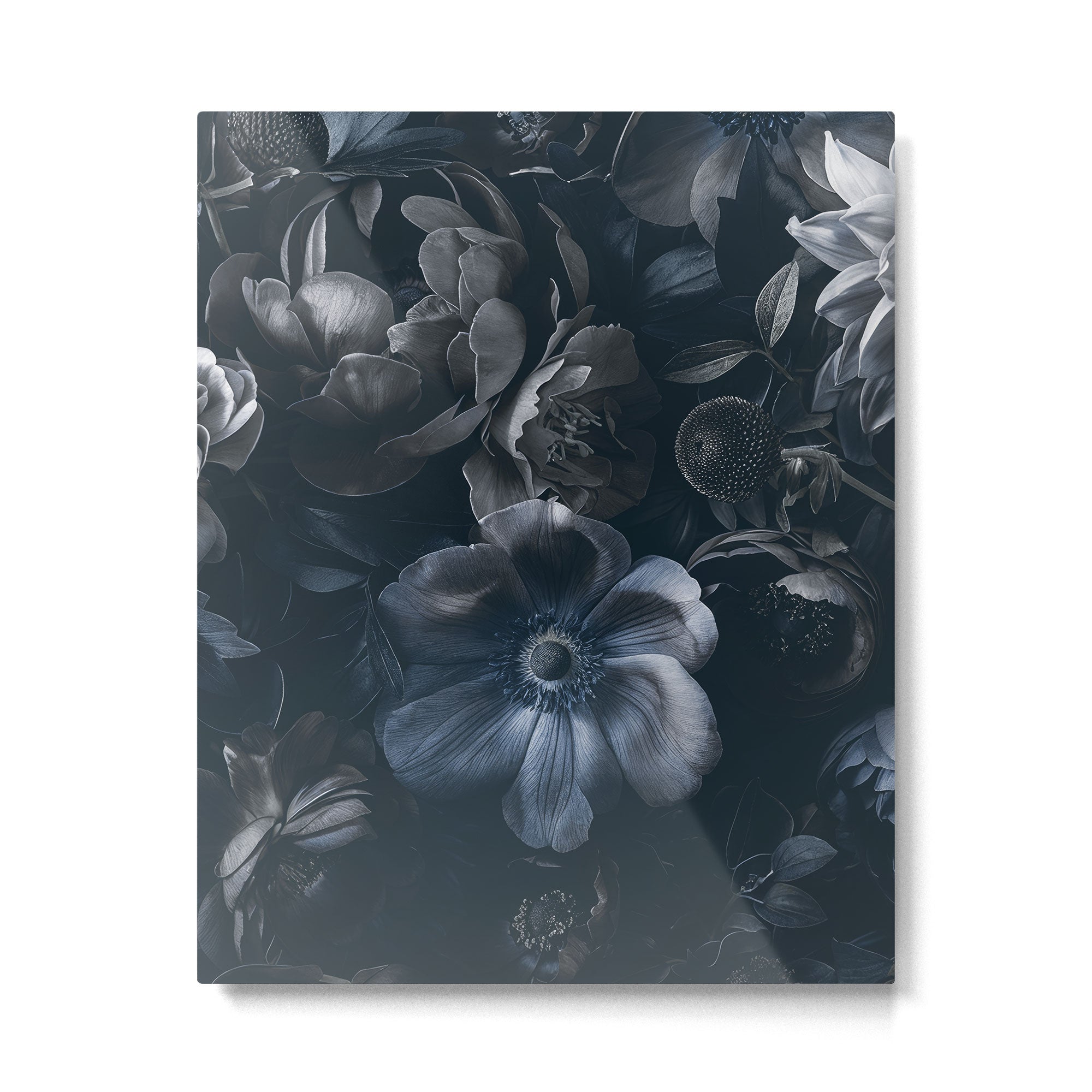Midnight Blue Lush Moody Flowers Baroque Grandeur Metal Print Gallery Image 4
