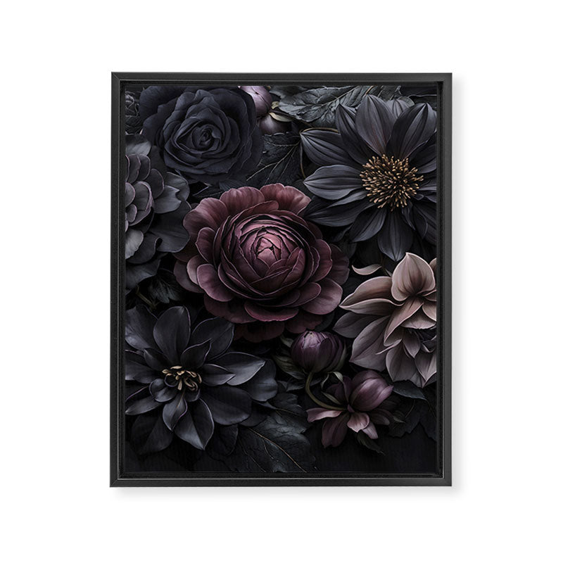 Midnight Floralscape Moody Baroque Opulent Flowers Framed Canvas Print Gallery Image 6
