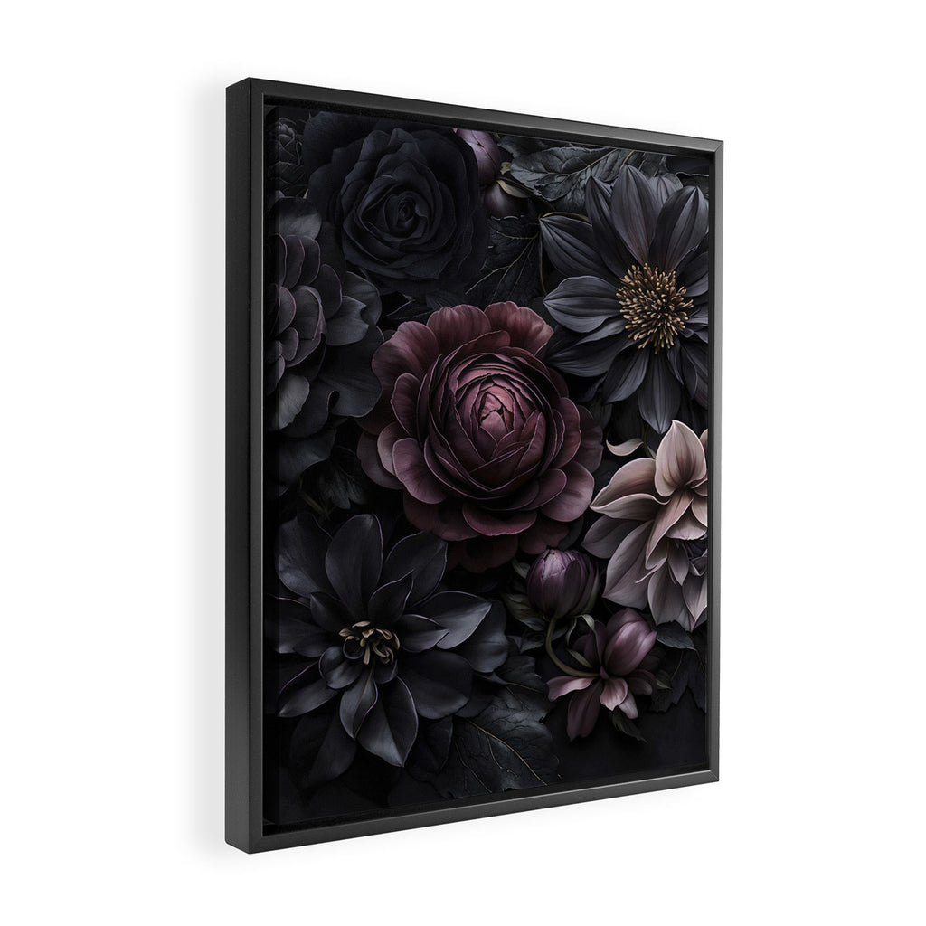 Midnight Floralscape Moody Baroque Opulent Flowers Framed Canvas Print Gallery Image 2