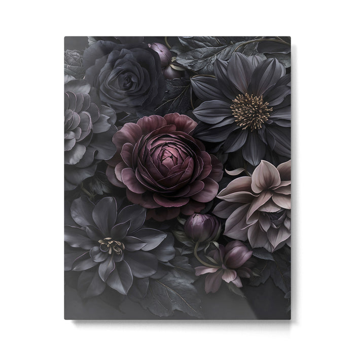 Midnight Floralscape Moody Baroque Opulent Flowers Metal Print Gallery Image 1