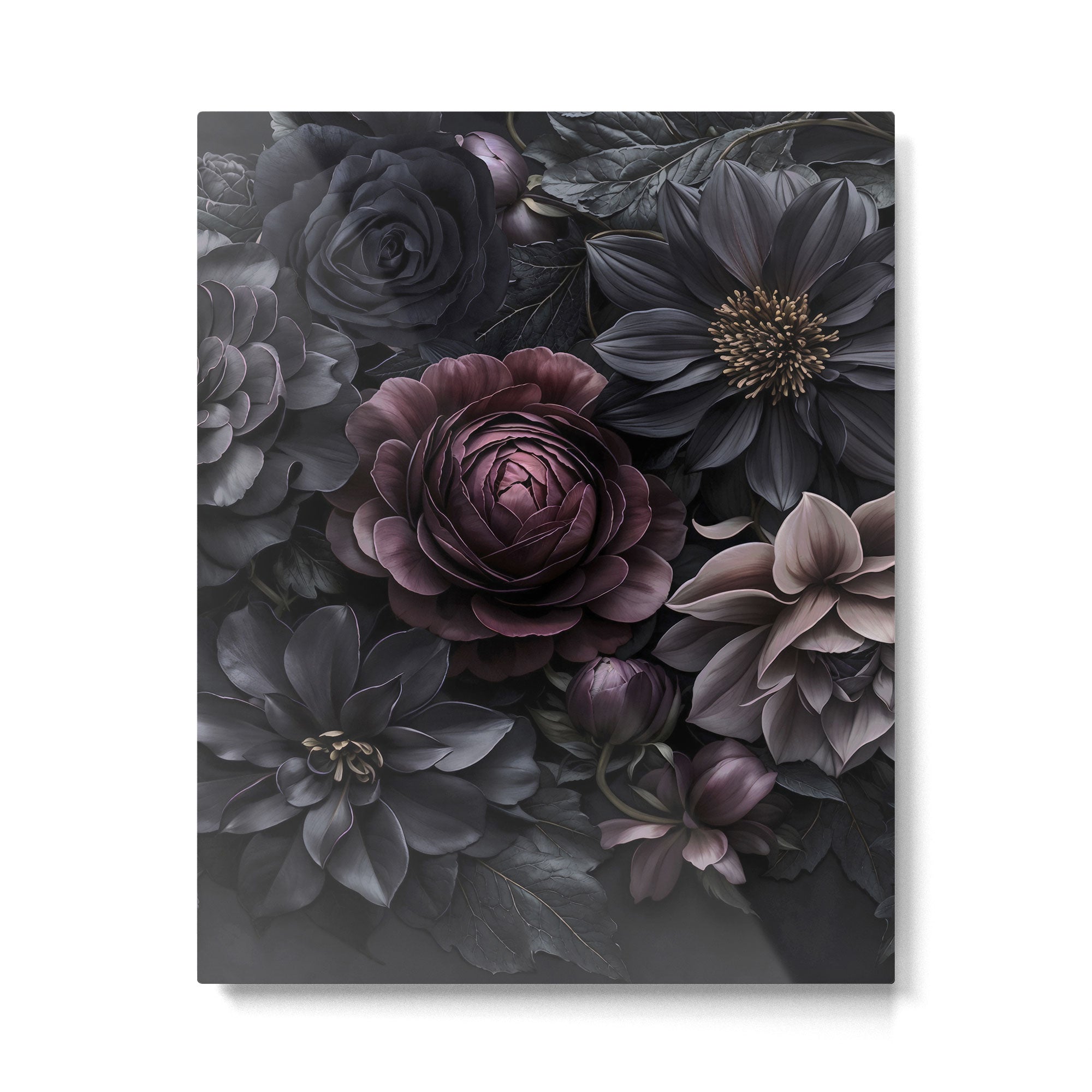 Midnight Floralscape Moody Baroque Opulent Flowers Metal Print Gallery Image 4