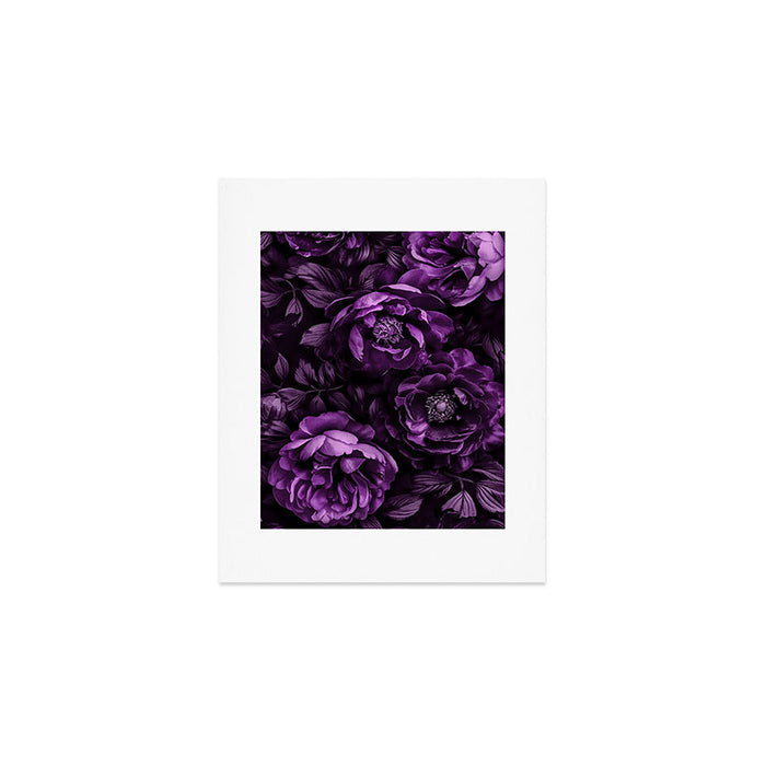 Midnight Garden Baroque Blooms Plum Blue Art Print Gallery Image 1