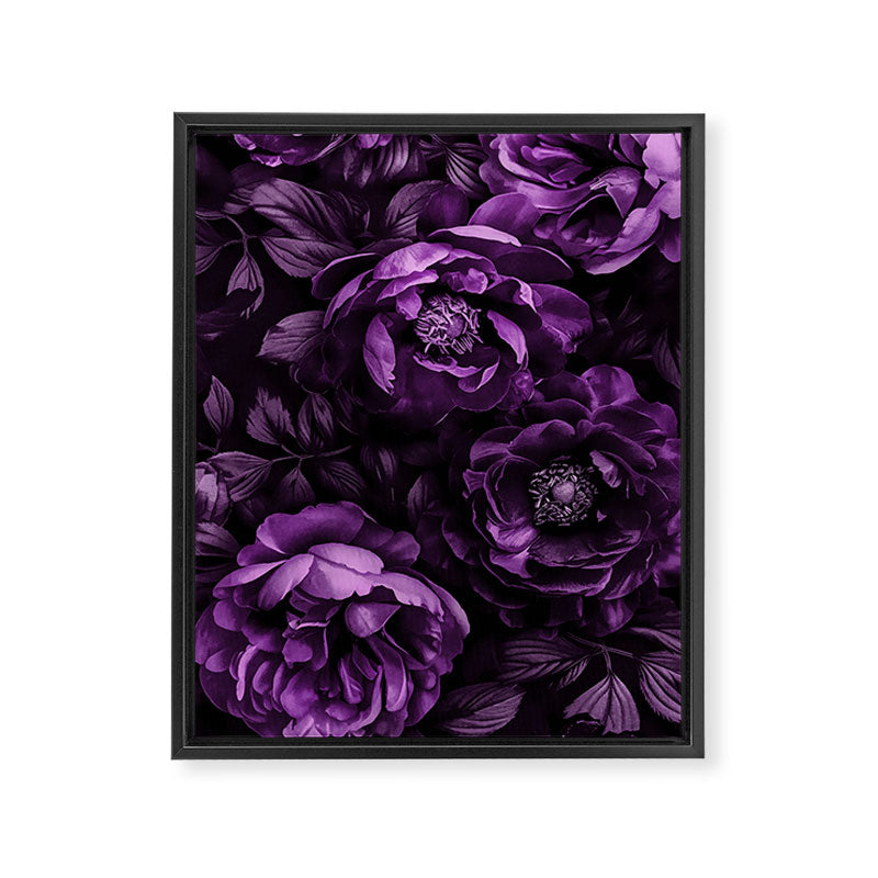 Midnight Garden Baroque Blooms Plum Blue Framed Canvas Print Gallery Image 6