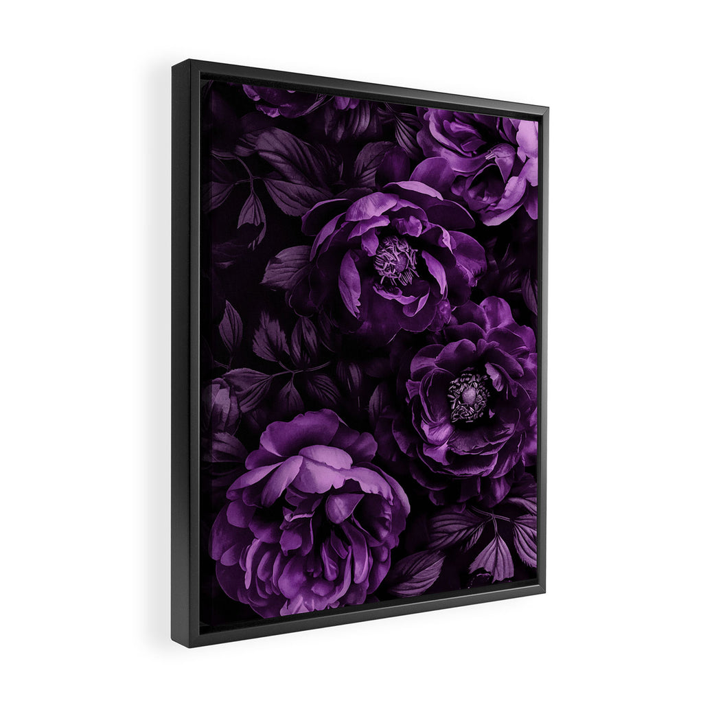 Midnight Garden Baroque Blooms Plum Blue Framed Canvas Print Gallery Image 2