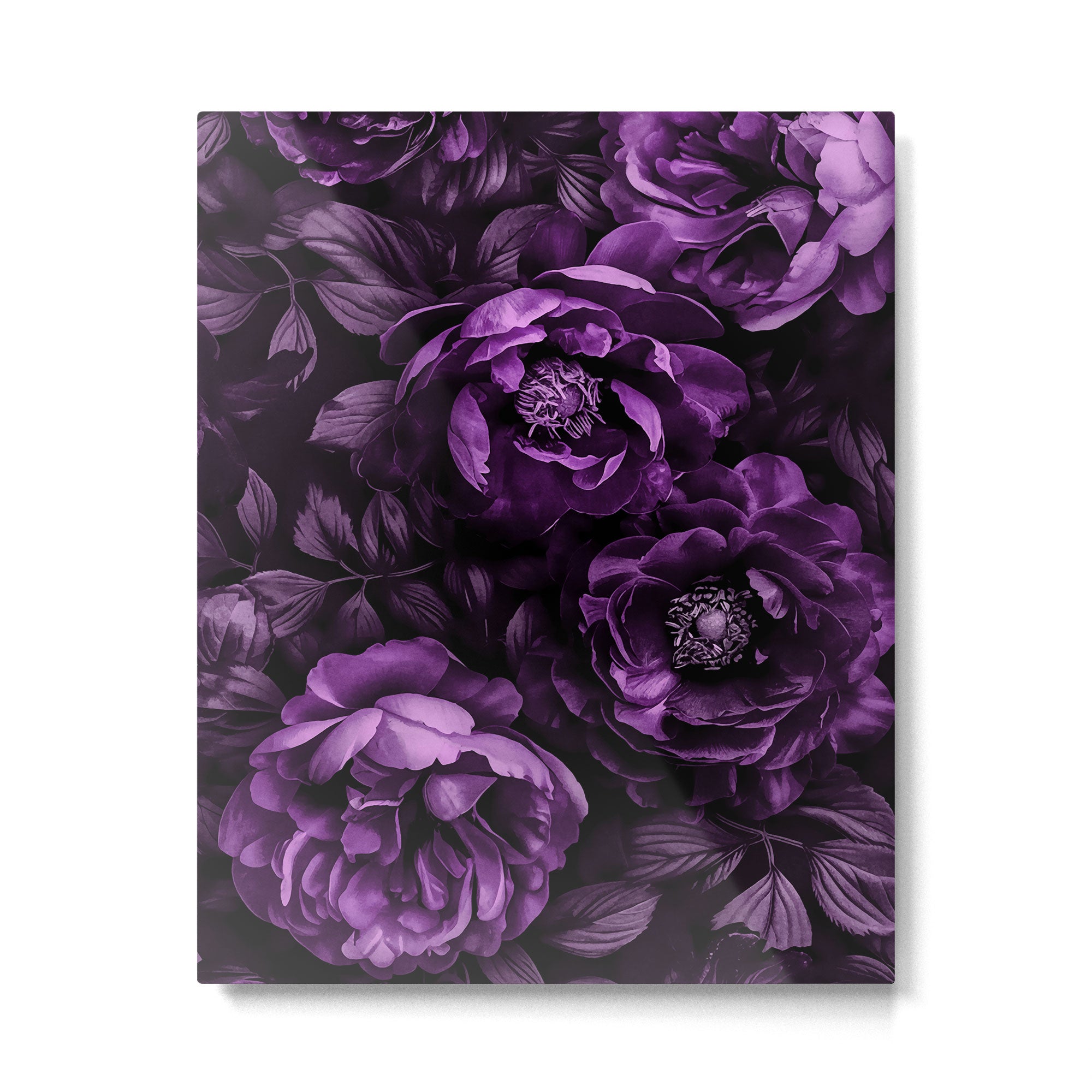 Midnight Garden Baroque Blooms Plum Blue Metal Print Gallery Image 4