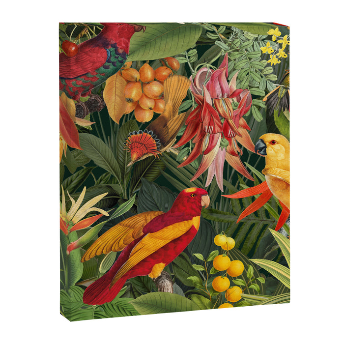 Midnight Jungle Parrots Tropical Paradise Canvas Print Gallery Image 1
