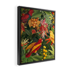 Midnight Jungle Parrots Tropical Paradise Framed Canvas Print Gallery Image 2