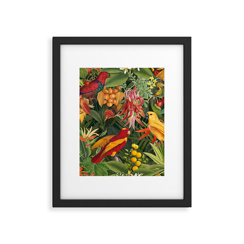 Midnight Jungle Parrots Tropical Paradise Framed Art Print Gallery Image 5