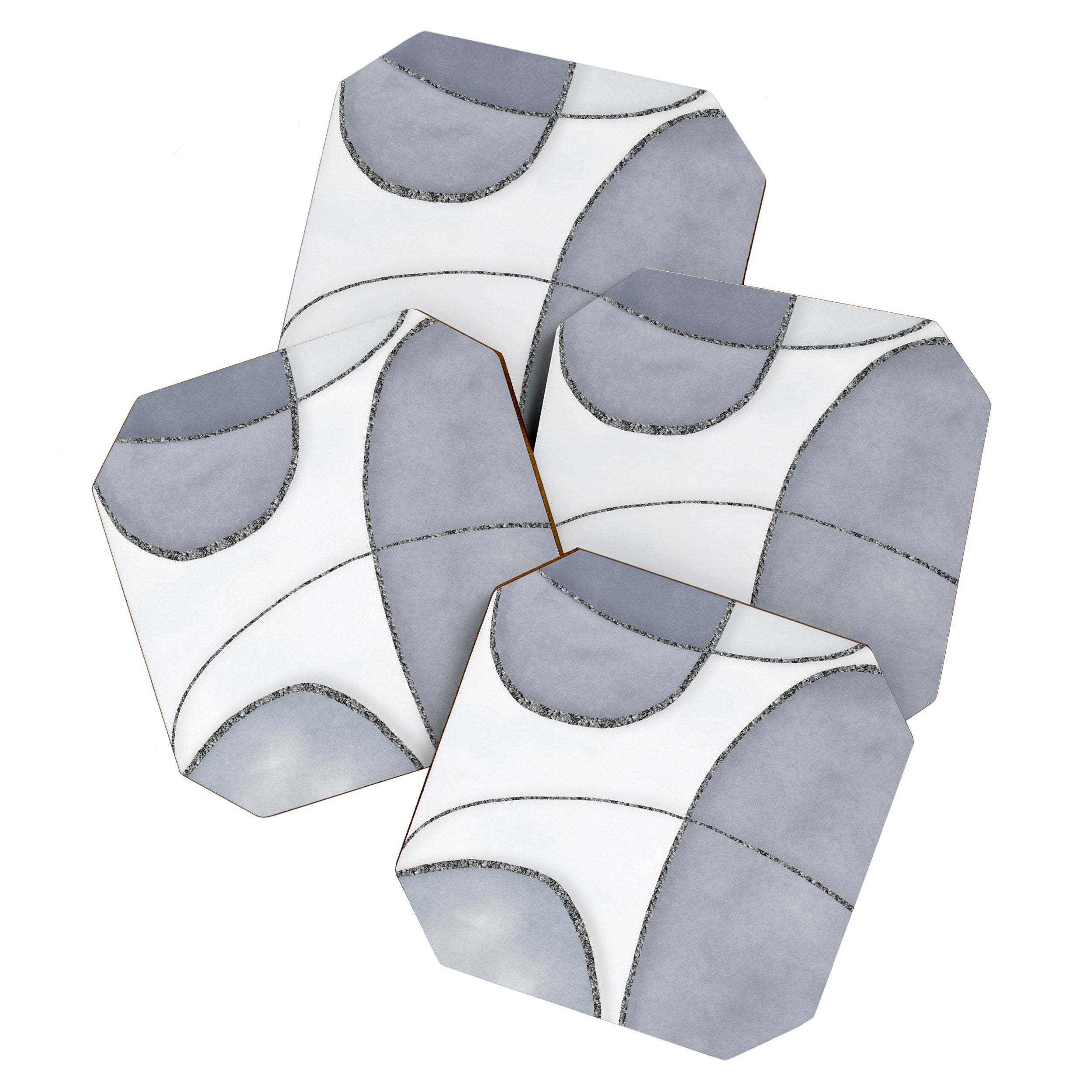Minimal Blue Grey Shapes Coaster Gallery Image 1